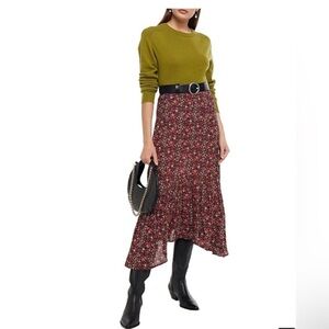 BA&SH Sena Gathered Floral-Print Crepe Wrap Midi Skirt Size 3 (Large)